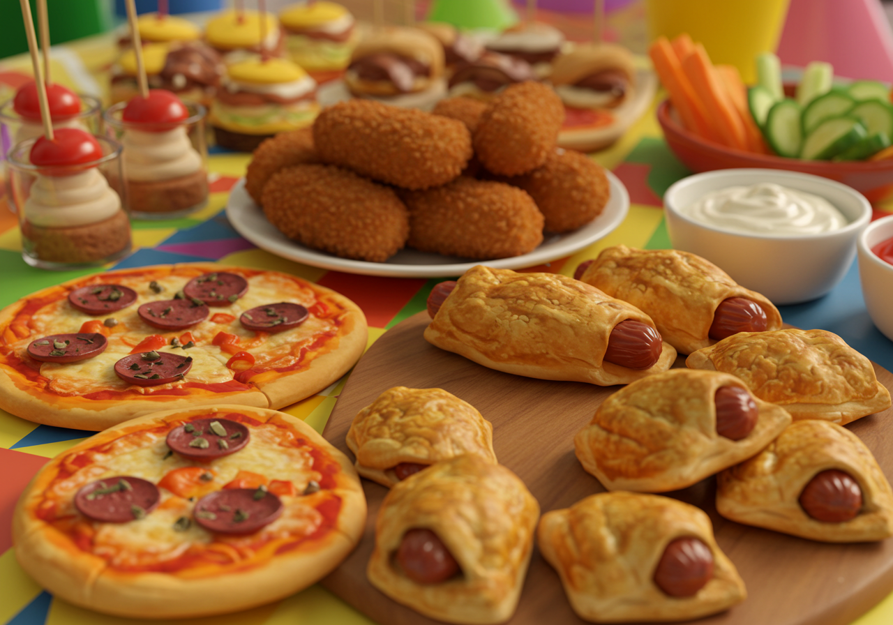 Typical finger food at a kids party