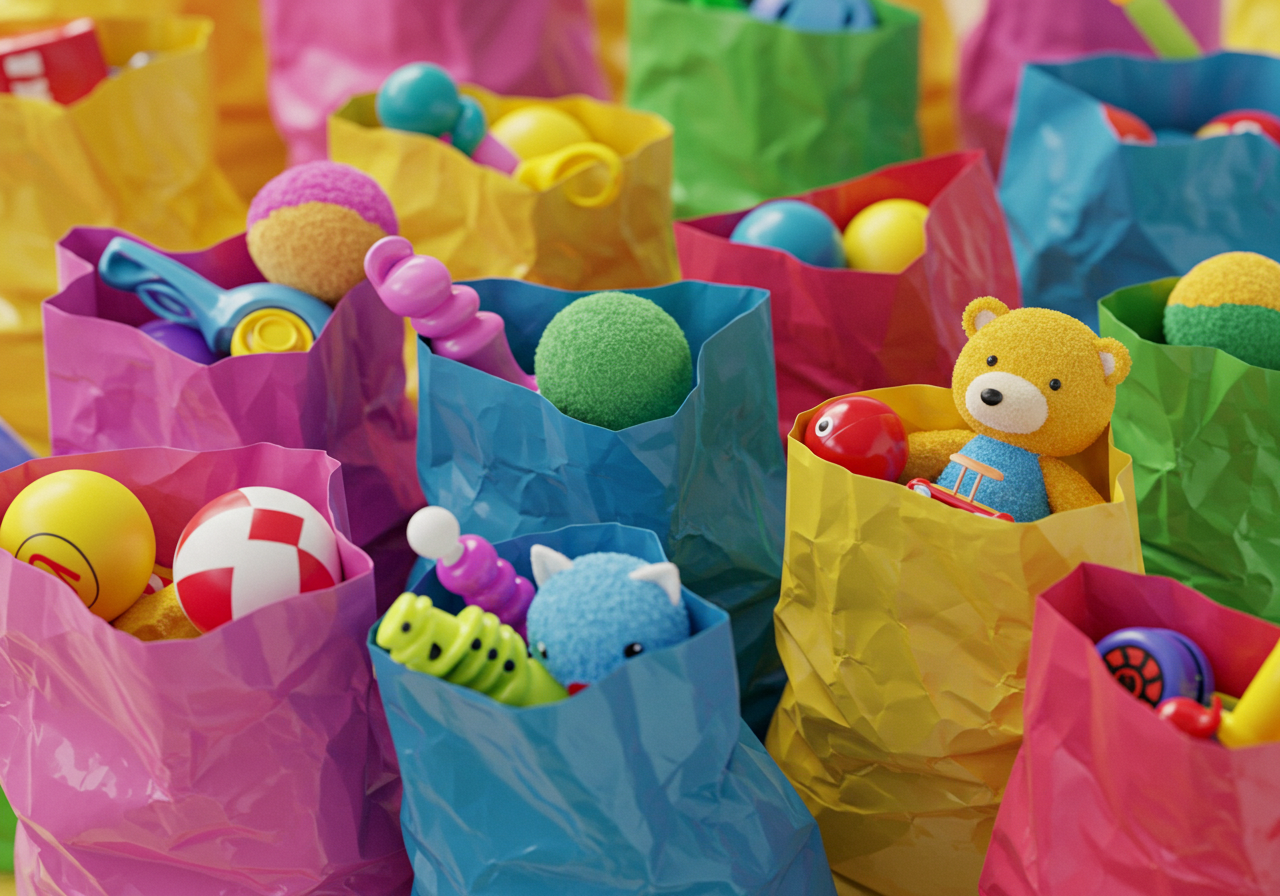 Colourful party bags