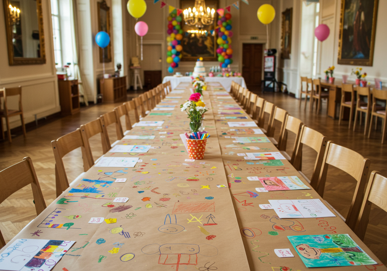 Paper tablecloth at a kids party