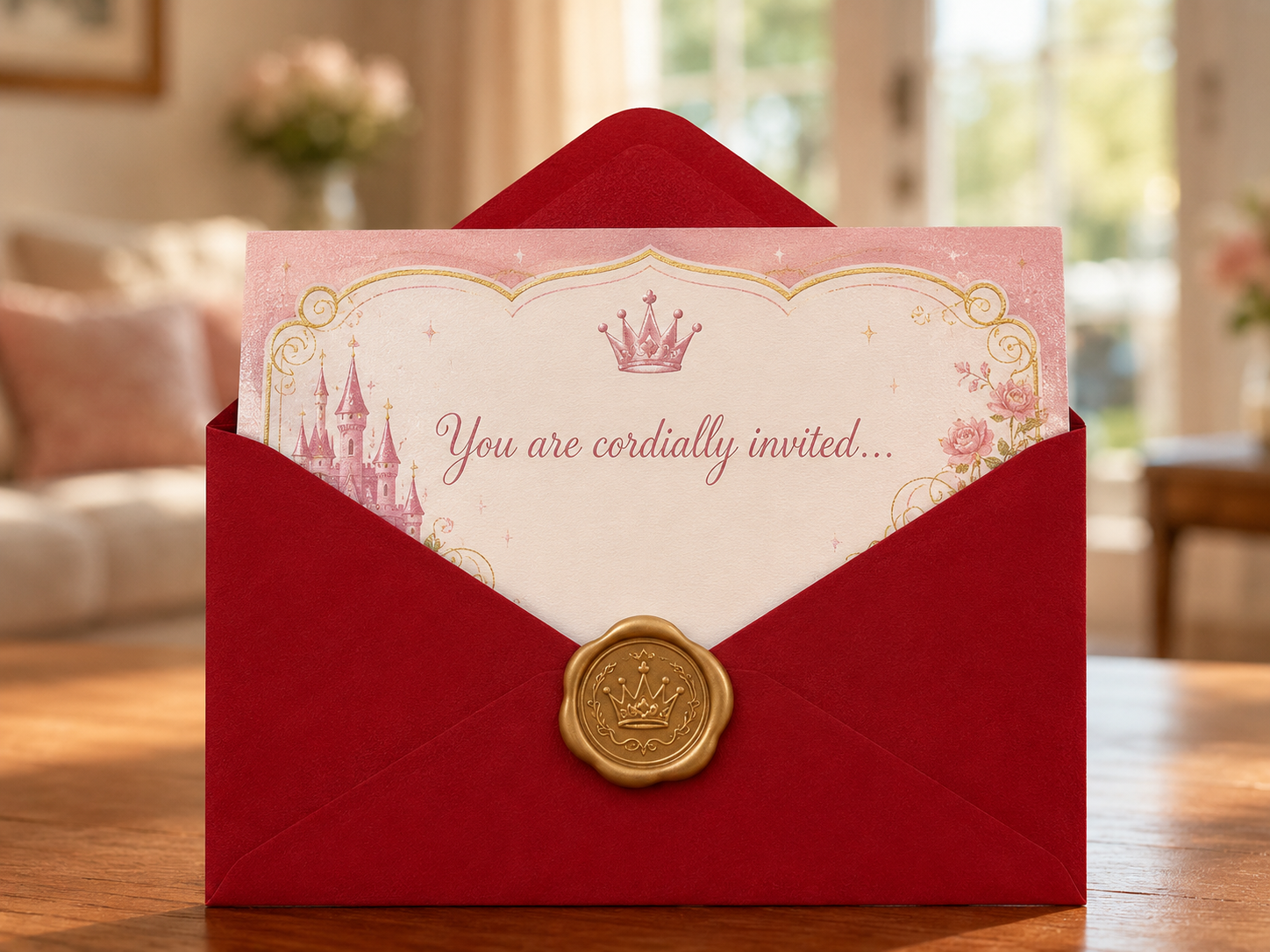 Princess party birthday invite
