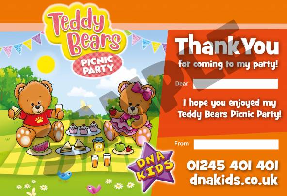Teddy Bears Picnic Party Thank You