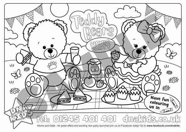 Teddy Bears Picnic Colouring Sheet