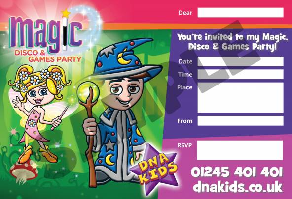 Magic, Disco & Games Party Invite