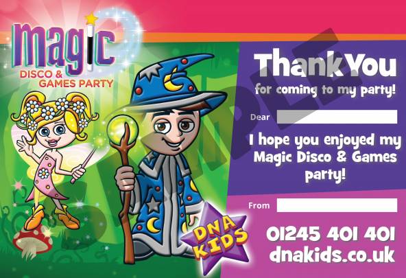 Magic, Disco & Games Party Thank You